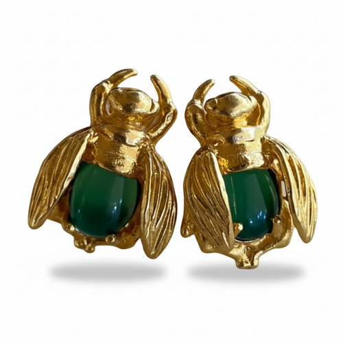MAN15-MANI MAALAI-STUDS ABEJA BOMBU ÓNIX VERDE- S2200