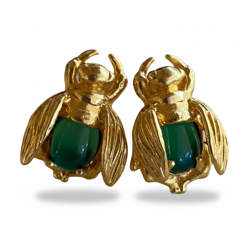 MAN15-MANI MAALAI-STUDS ABEJA BOMBU ÓNIX VERDE- S2200